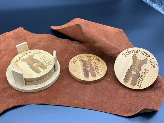 Dog Life - Round Bamboo Coaster Set AVDC INK