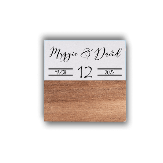 4" White Marble & Acacia Wood Square Coaster