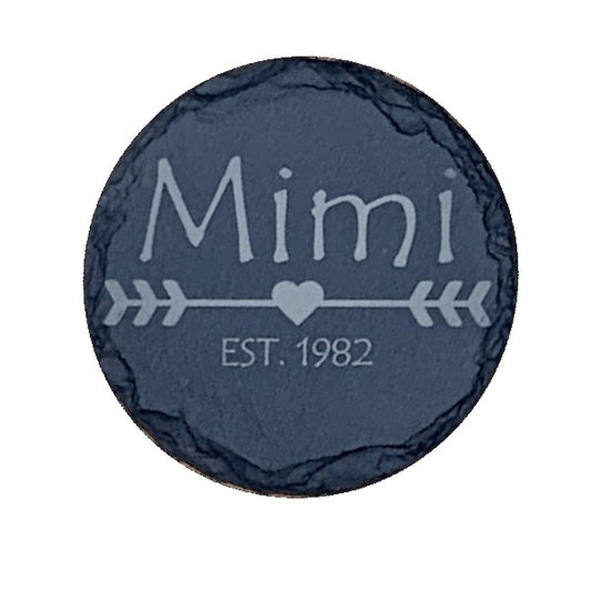 Mimi - Round Slate Coaster Set of 4 AVDC INK