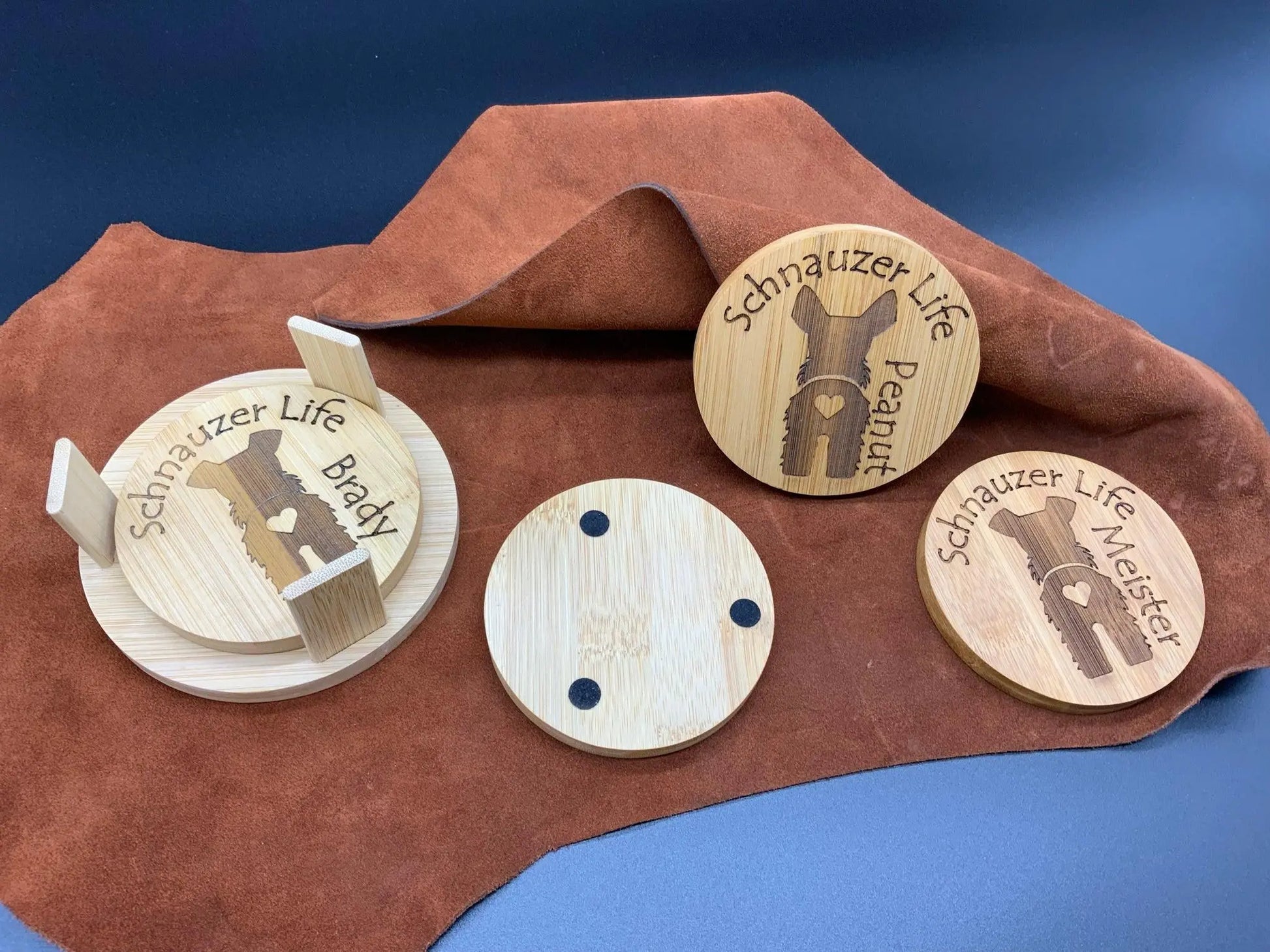 Dog Life - Round Bamboo Coaster Set AVDC INK