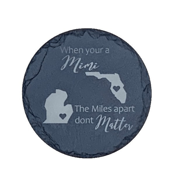 Mimi - Round Slate Coaster Set of 4 AVDC INK