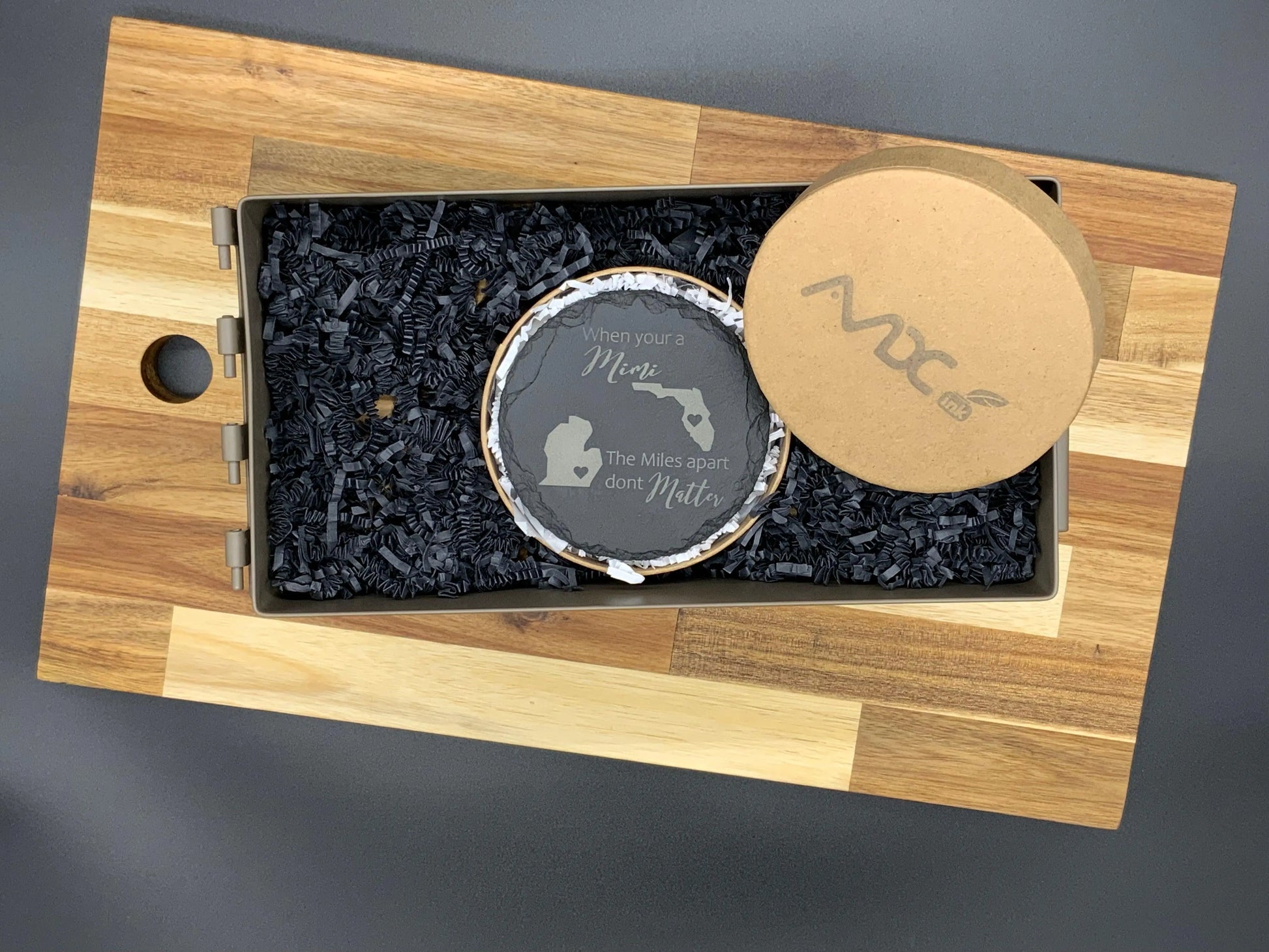 Mimi - Round Slate Coaster Set of 4 AVDC INK